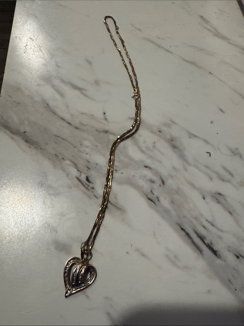 Delicate Gold Heart Pendant Necklace for Women 14k chain 10k pendant with diamon